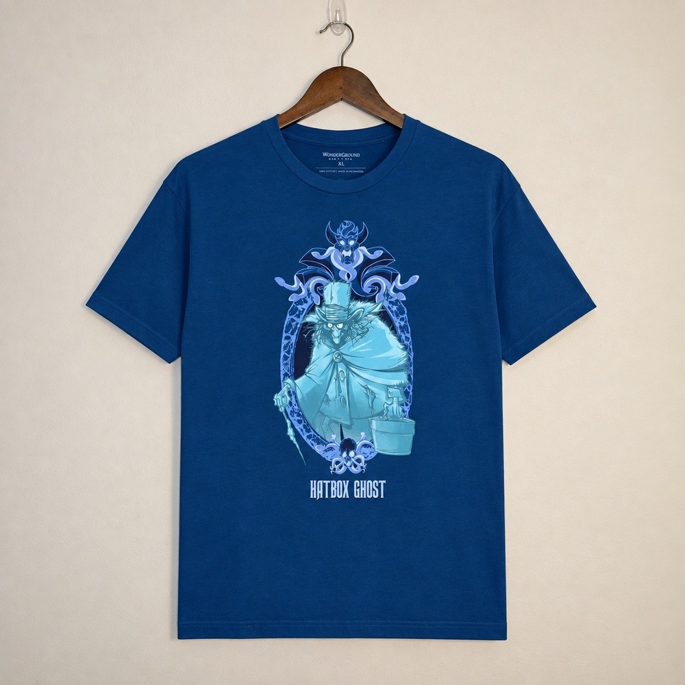 WonderGround Gallery Hatbox Ghost T-Shirt Mens XL Blue Haunted Mansion Disney